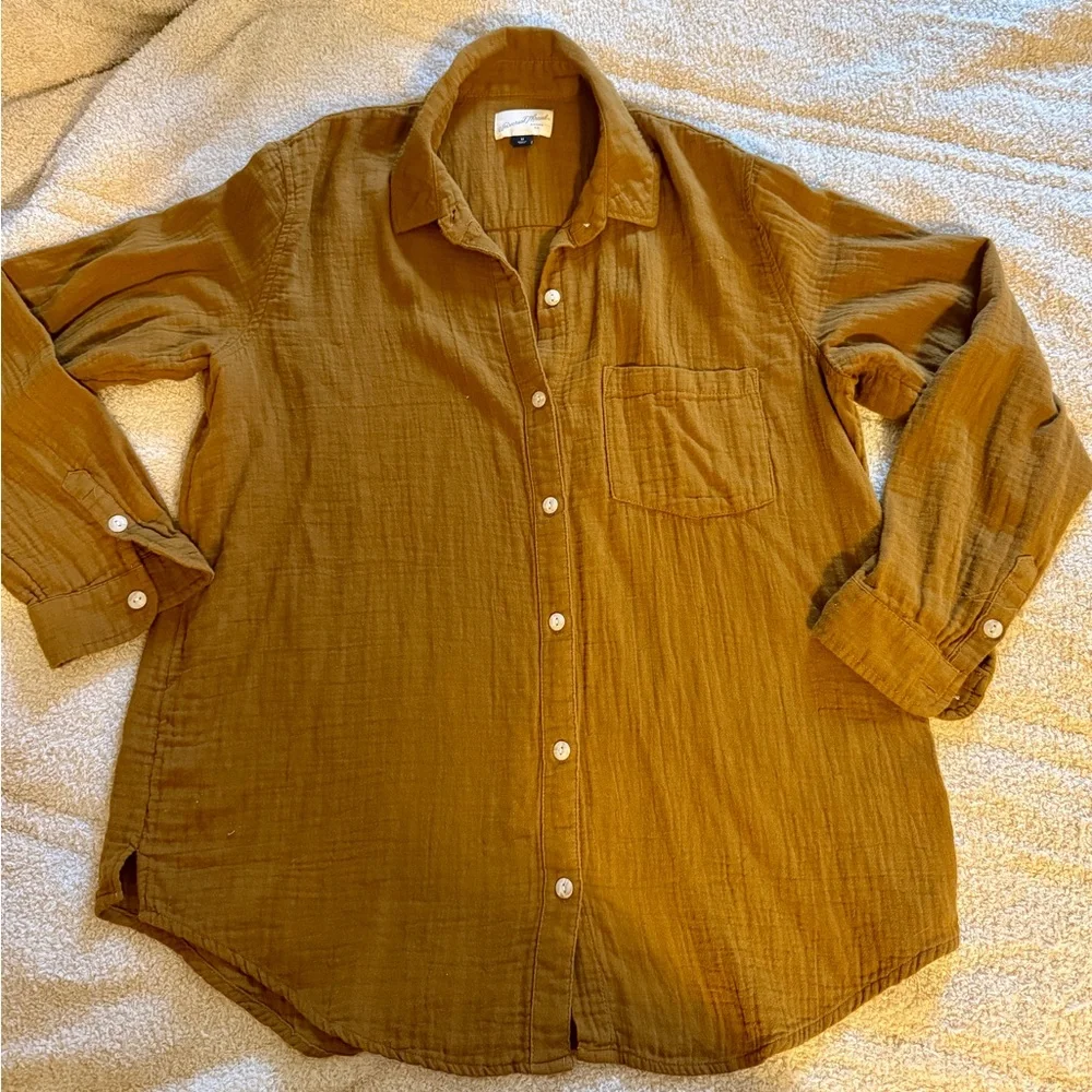 Universal Thread Tan Button-Up Shirt - Picture 1 of 3